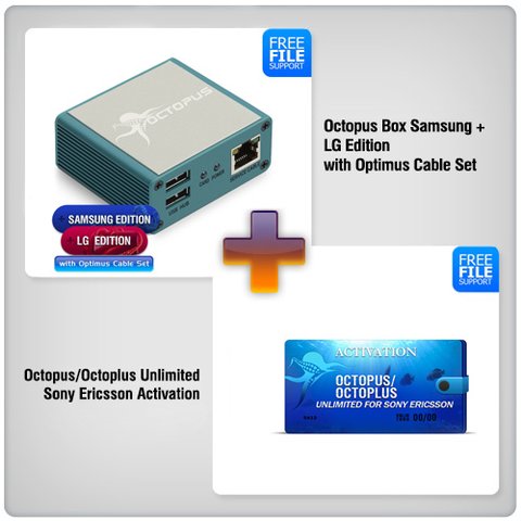 Octopus Box Samsung + LG з набором кабелів 19 шт.  Optimus + Активація Octopus Octoplus Unlimited для Sony і Sony Ericsson