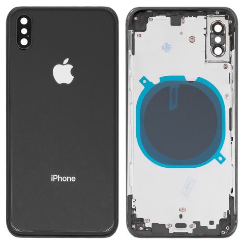 Корпус для iPhone XS, чорний, з тримачем SIM карти, з боковими кнопками