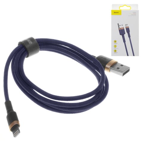 USB кабель Baseus Cafule, USB тип A, Lightning, 100 см, 12 Вт, 2,4 А, синий, золотистый, #CALKLF BV3