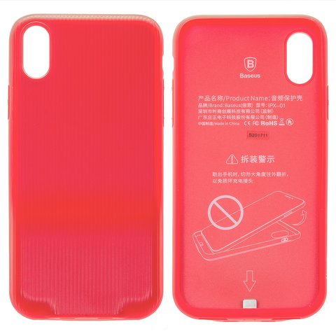 Чехол Baseus для iPhone X, красный, с адаптером Lightning to Dual Lightning 2 в1, #WIAPIPHX VI09