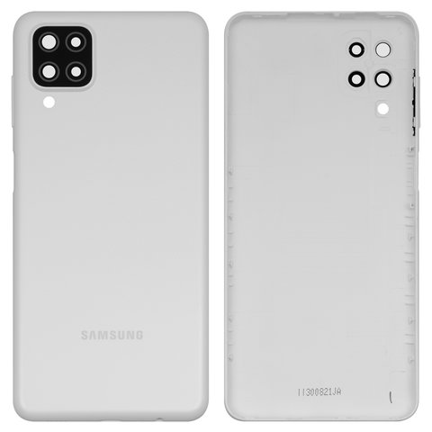 Задня панель корпуса для Samsung A125F Galaxy A12, біла, із склом камери, з боковою кнопкою