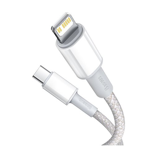 USB кабель Baseus High Density Braided, USB тип C, Lightning, 100 см, 20 Вт, белый, #CATLGD 02