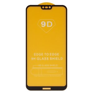 Защитное стекло для Huawei P20 Lite, совместимо с чехлом, Full Glue, без упаковки , черный, cлой клея нанесен по всей поверхности