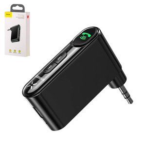 FM трансмітер Baseus Qiyin, чорний, з кнопкою, з Bluetooth, TRS 3.5 мм, micro USB тип B, #WXQY010001