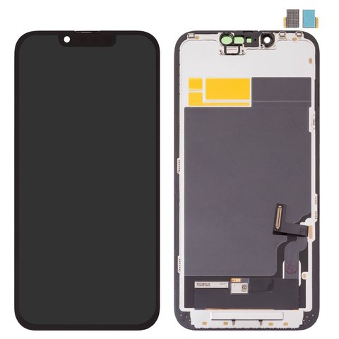 Дисплей для iPhone 13, чорний, з рамкою, High Copy, без мікросхеми, OLED , SL OEM hard