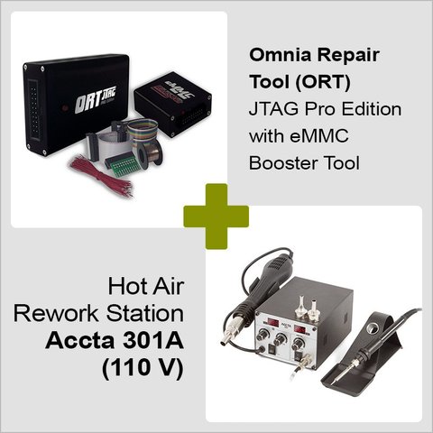 Omnia Repair Tool ORT  JTAG Pro Edition con eMMC Booster Tool + Estación de soldadura de aire caliente Accta 301A 110 V 