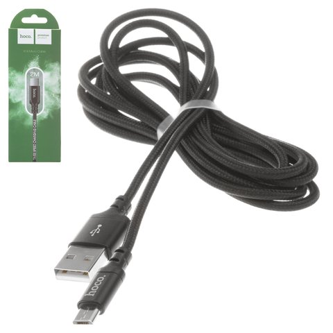 USB кабель Hoco X14, USB тип A, micro USB тип B, 200 см, 2 A, черный