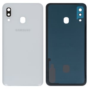 Panel trasero de carcasa puede usarse con Samsung A305F DS Galaxy A30, blanco, con vidrio de cámara