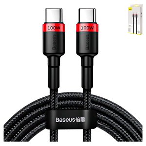 Cable USB Baseus Cafule, 2xUSB tipo C, 200 cm, 100 W, 5 A, rojo, negro, con revestimiento de nylon, #CATKLF AL91