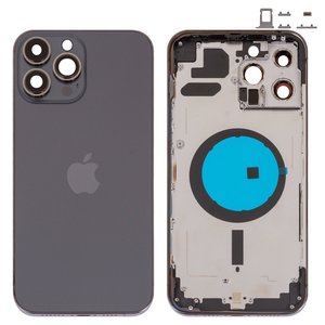 Housing compatible with iPhone 13 Pro Max, gray, with SIM card holders, with side buttons, graphite 