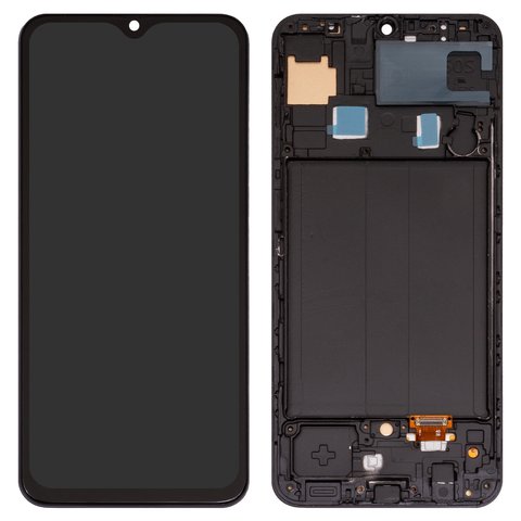 Pantalla LCD puede usarse con Samsung A305F DS Galaxy A30, A505F DS Galaxy A50, A507F DS Galaxy A50s, negro, con borde ancho, con marco, Copy, TFT 
