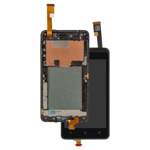 LCD compatible with HTC Desire 400 Dual Sim, T528w One SU, black, with frame 