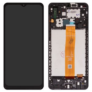 LCD compatible with Samsung A022F Galaxy A02, black, with frame, Original PRC , SM A022F V01 