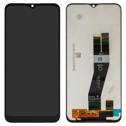 LCD compatible with Samsung A037G Galaxy A03s, black, without frame, original change glass , with black cable, 162x72 mm