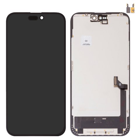 LCD compatible with iPhone 15 Plus, black, with frame, HC, without IC, AMOLED , GX OEM soft 