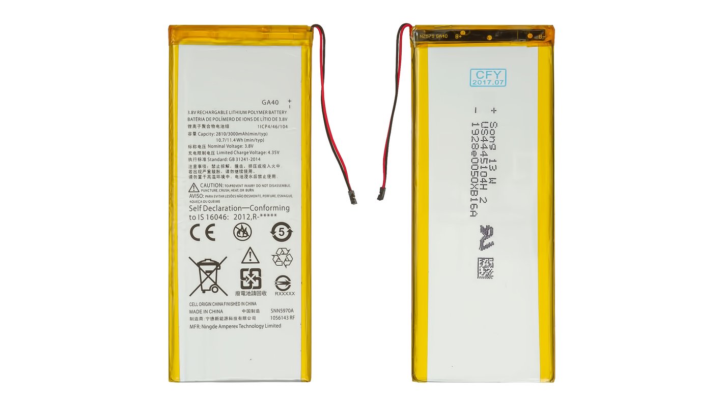 Fabricación alcanzar Censo nacional Batería GA40 puede usarse con Motorola XT1640 Moto G4 Plus, Li-Polymer, 3.8  V, 3000 mAh, Original (PRC) - GsmServer