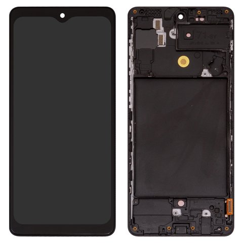 Pantalla LCD puede usarse con Samsung A715 Galaxy A71, negro, con marco, High Copy, con borde ancho, OLED 