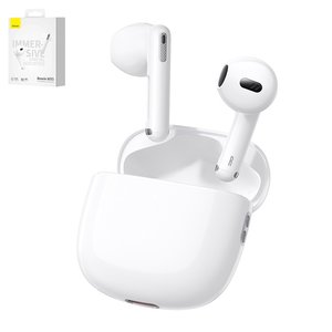 Auricular Baseus Bowie WX5, inalámbrica, blanco, con funda de carga, con cable, #A00051000213 00