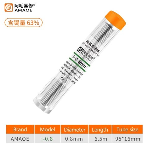 Estaño Amaoe 6337 I, Sn 63% , Pb 37%, 0,8 mm, 6.5 m