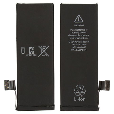 Аккумулятор для Apple iPhone 5C, Li Polymer, 3,8 В, 1510 мАч, PRC, original IC, #616 0667