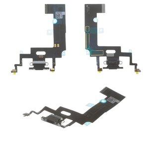 Шлейф для iPhone XR, конектора зарядки, чорний, з мікрофоном, Original PRC 