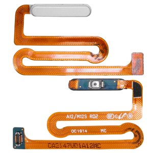 Шлейф для Samsung A125F Galaxy A12, M127 Galaxy M12, кнопки включения, для сканера отпечатка пальца Touch ID , белый