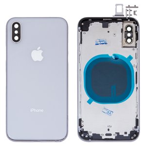 Корпус для iPhone XS, серебристый, с держателем SIM карты, с боковыми кнопками, silver