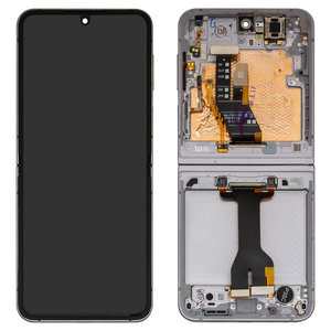 Дисплей для Samsung F741 Galaxy Z Flip6, серый, с рамкой, Оригинал переклеено стекло , silver shadow