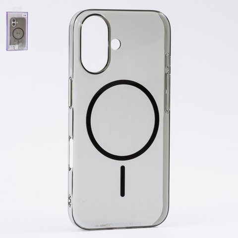 Чехол Fully PC MagSafe для iPhone 16, черный, прозрачный, магнитный, пластик