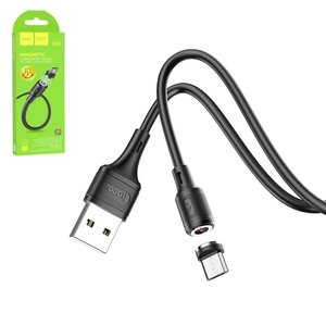 USB кабель Hoco X52, USB тип A, micro USB тип B, 100 см, 2,4 А, чорний, магнітний, #6931474735539