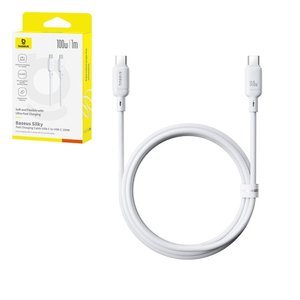 USB кабель Baseus Silky, 2xUSB тип C, 100 см, 100 Вт, білий, силіконовий, #P10377704213 00