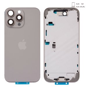 Корпус для iPhone 16 Pro Max, серый, с держателем SIM карты, с боковыми кнопками, Original PRC , EU Version, natural titanium