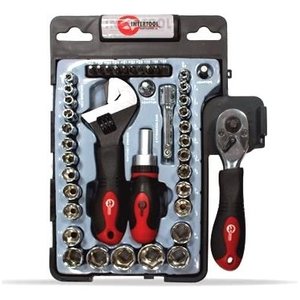 Набір торцевих головок і біт з тріскачкою і розвідним ключем INTERTOOL ET-6003 Набір торцевих головок і біт з тріскачкою і розвідним ключем INTERTOOL ET-6003
