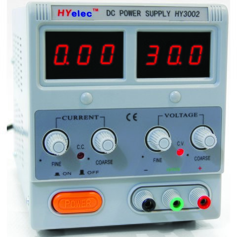 Fuente de alimentación HYelec HY3002  Pantalla de diodos; 0 30V; 0 2A 